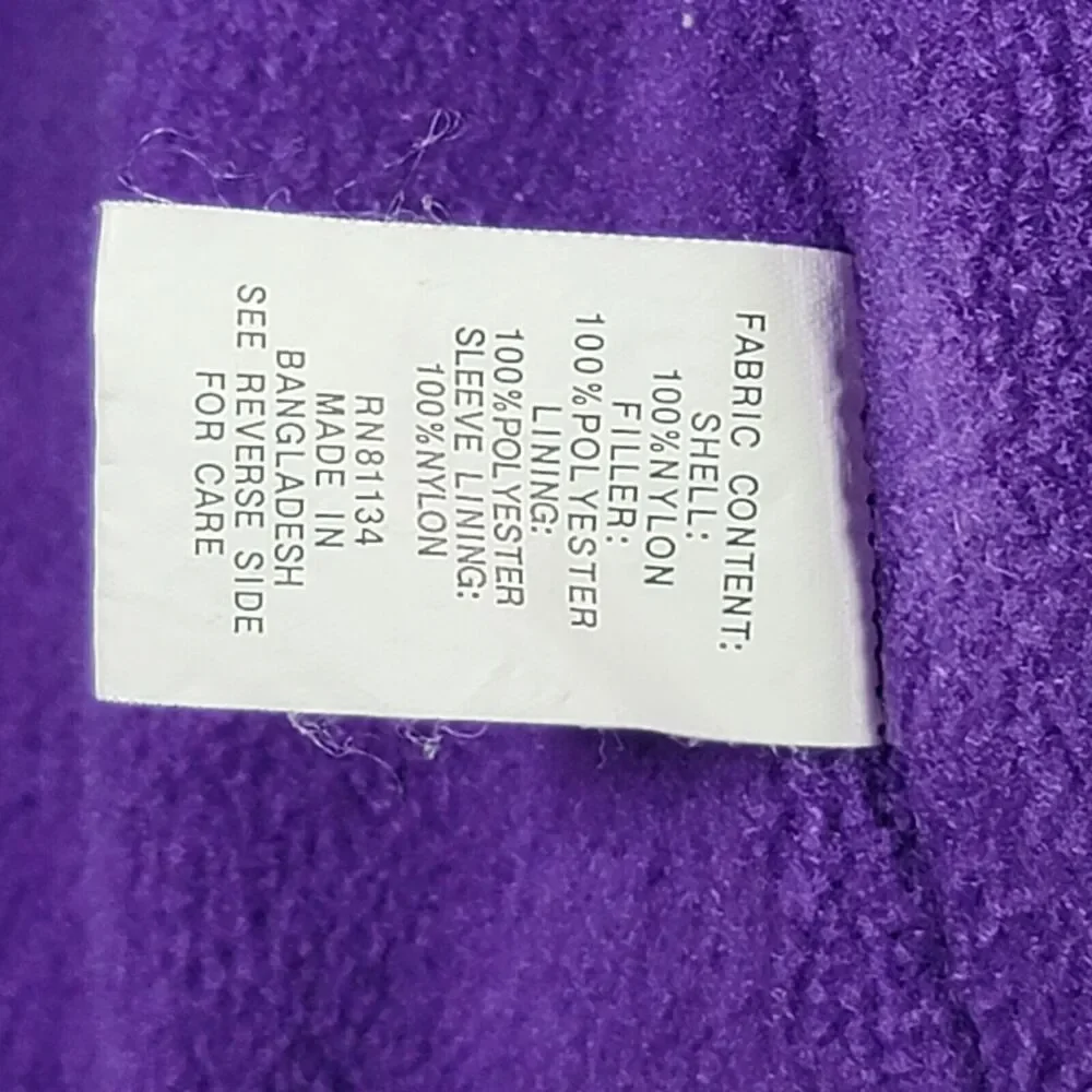 Girls Fleece Lined Jacket Sz 14 Removable Hood Purple Embroidered Coat CUFF FLAW